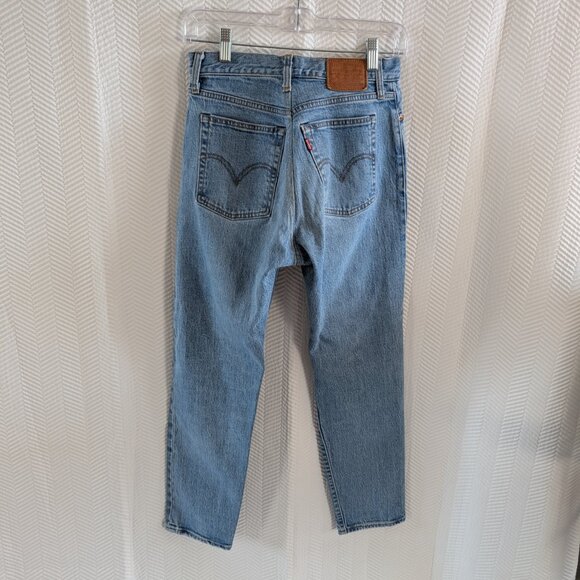 Levi's Wedgie Straight High Rise Rigid Denim Blue Jeans Medium Wash Size 28 - Picture 11 of 14